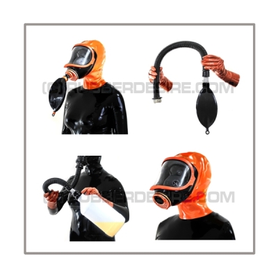 Deluxe CLIMAX gasmask-zipperhood-system BUBBLE-X with inhaler-set, tube- and rebreathing-bag-set